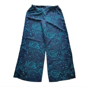 Blue Paisley Wide Leg Pants